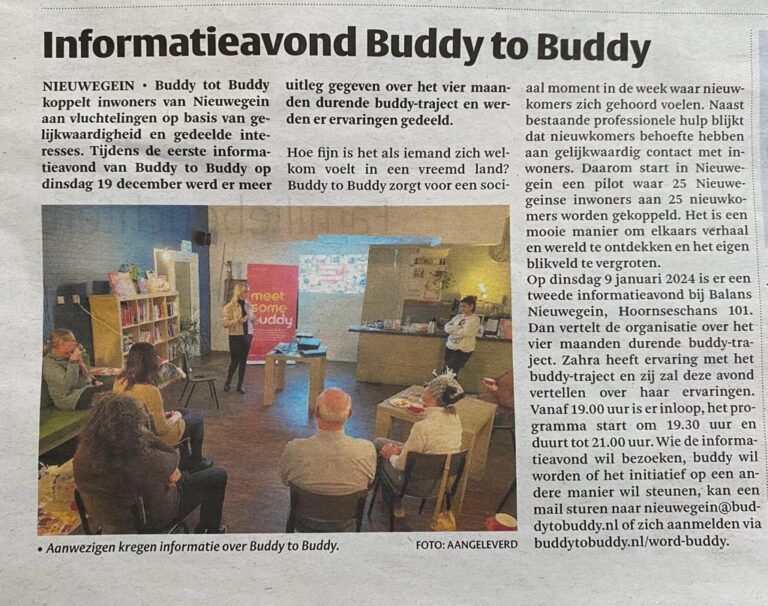 Buddy to Buddy in de krant