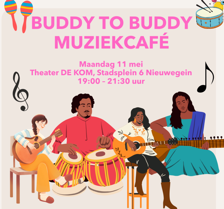 Muziek verbindt: Buddy to Buddy organiseert open muziekcafé in DE KOM